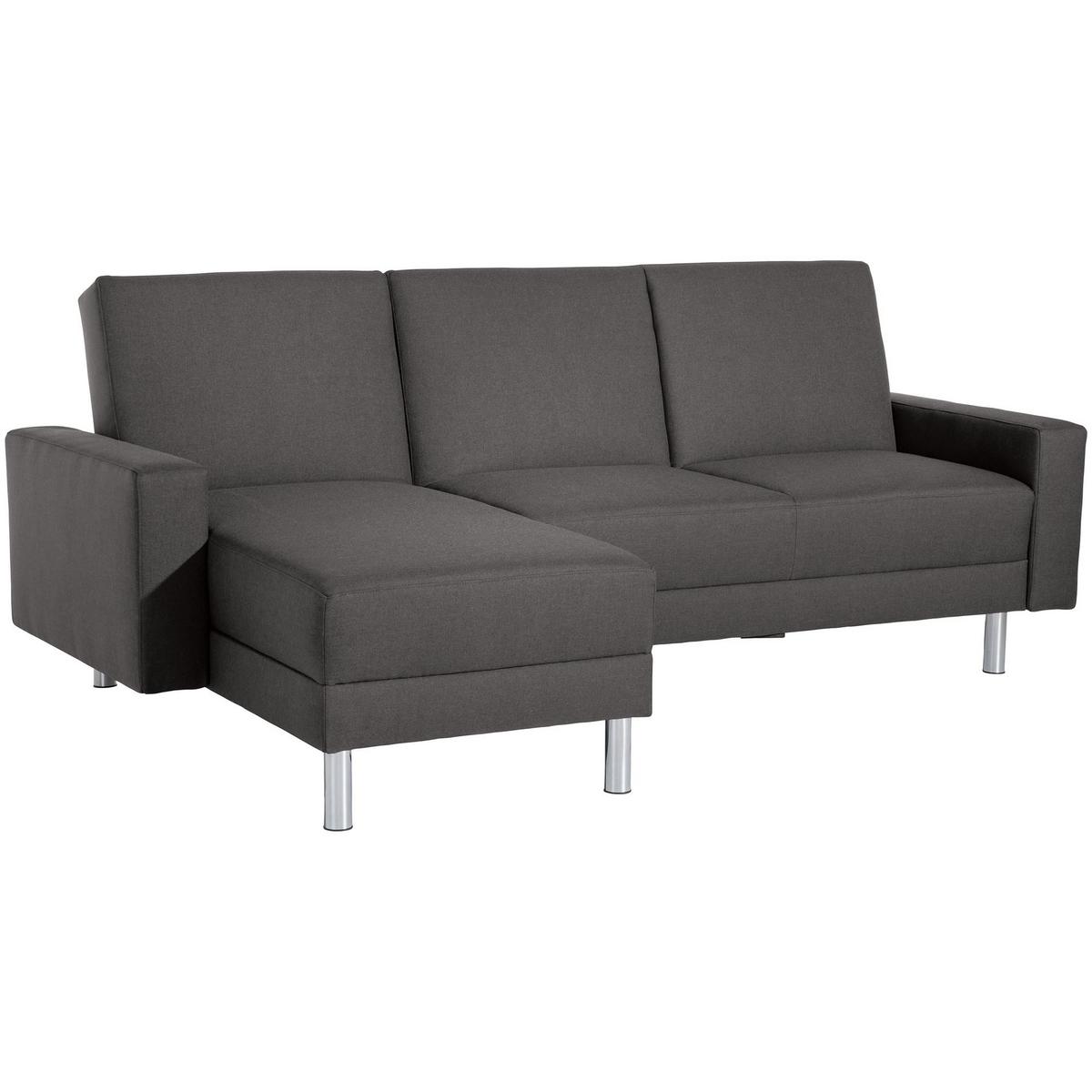FUNKTIONSSOFA mit Hocker Katryna Flachgewebe anthrazit - Anthrazit, Kunststoff (144/92/230cm) - 58aufmkessel