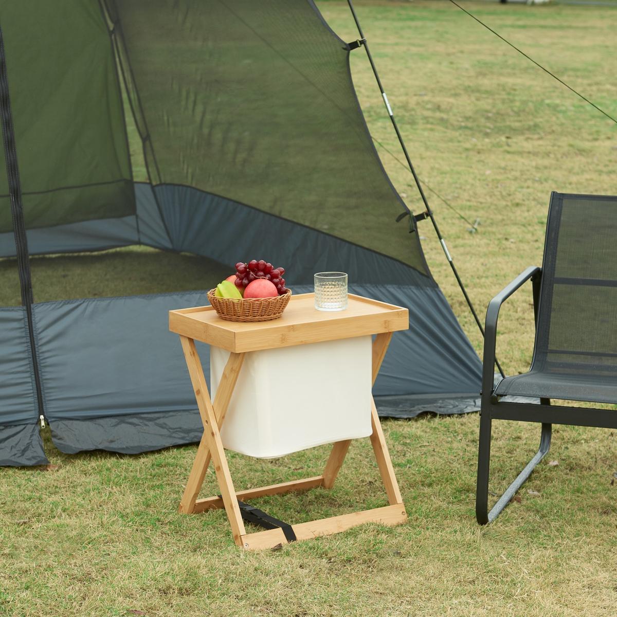 CAMPINGTISCH Hattfjelldal - Naturfarben, Naturmaterialen (32/48/53cm) - [en.casa]