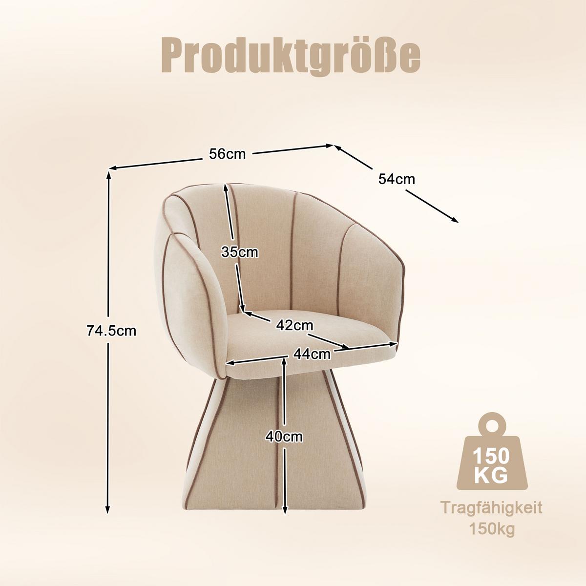 DREHSTUHL 360° Chenille Ergonomischer Sessel Wohnzimmer & Schlafzimmer - Sahara, Textil (56/74.5/54cm) - Urban Meuble