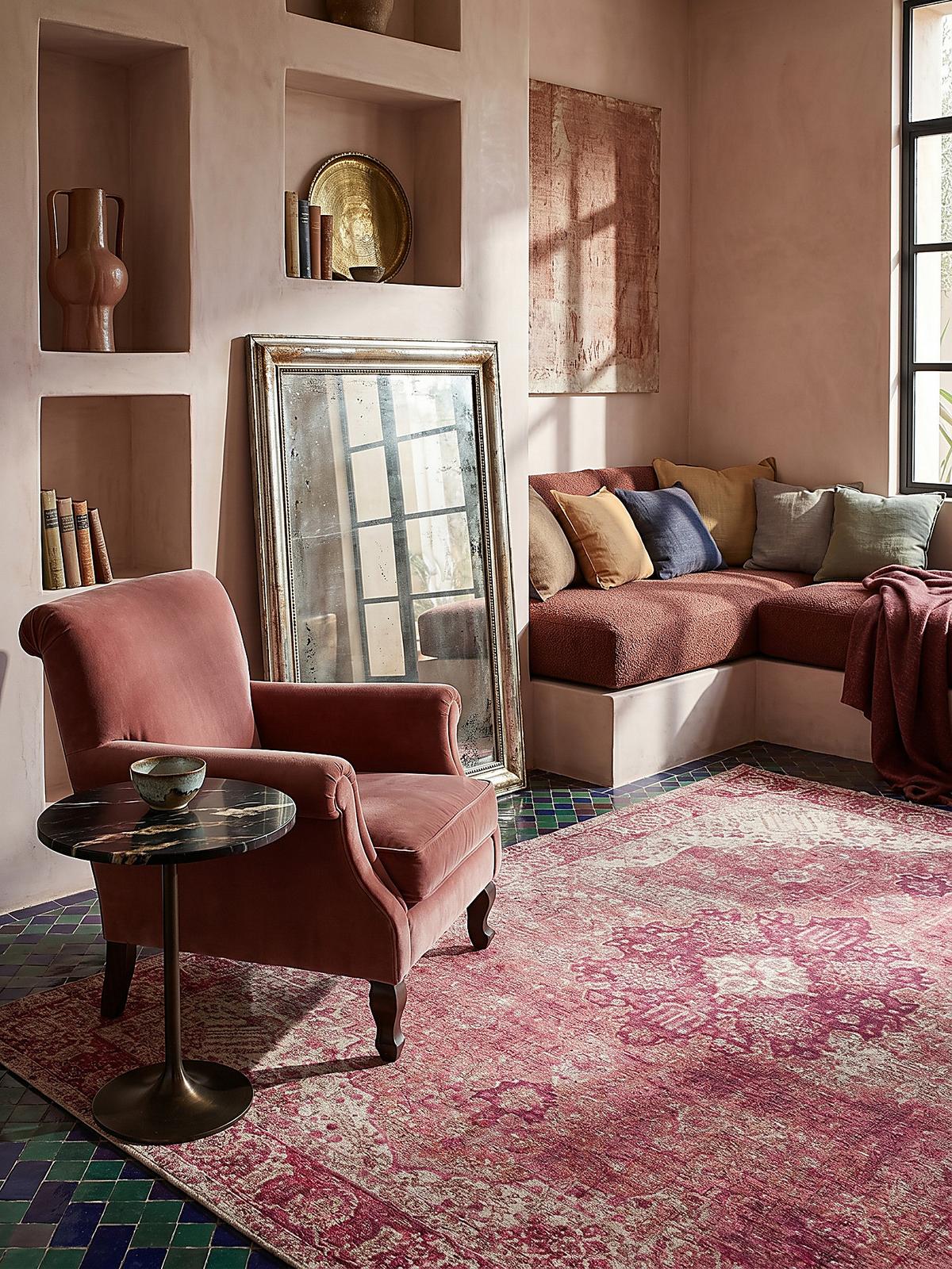 TEPPICH COQUET, im Vintage-Stil, Rosa, 155 x 230 cm - Rosa, Textil (230/155cm) - KADIMA DESIGN