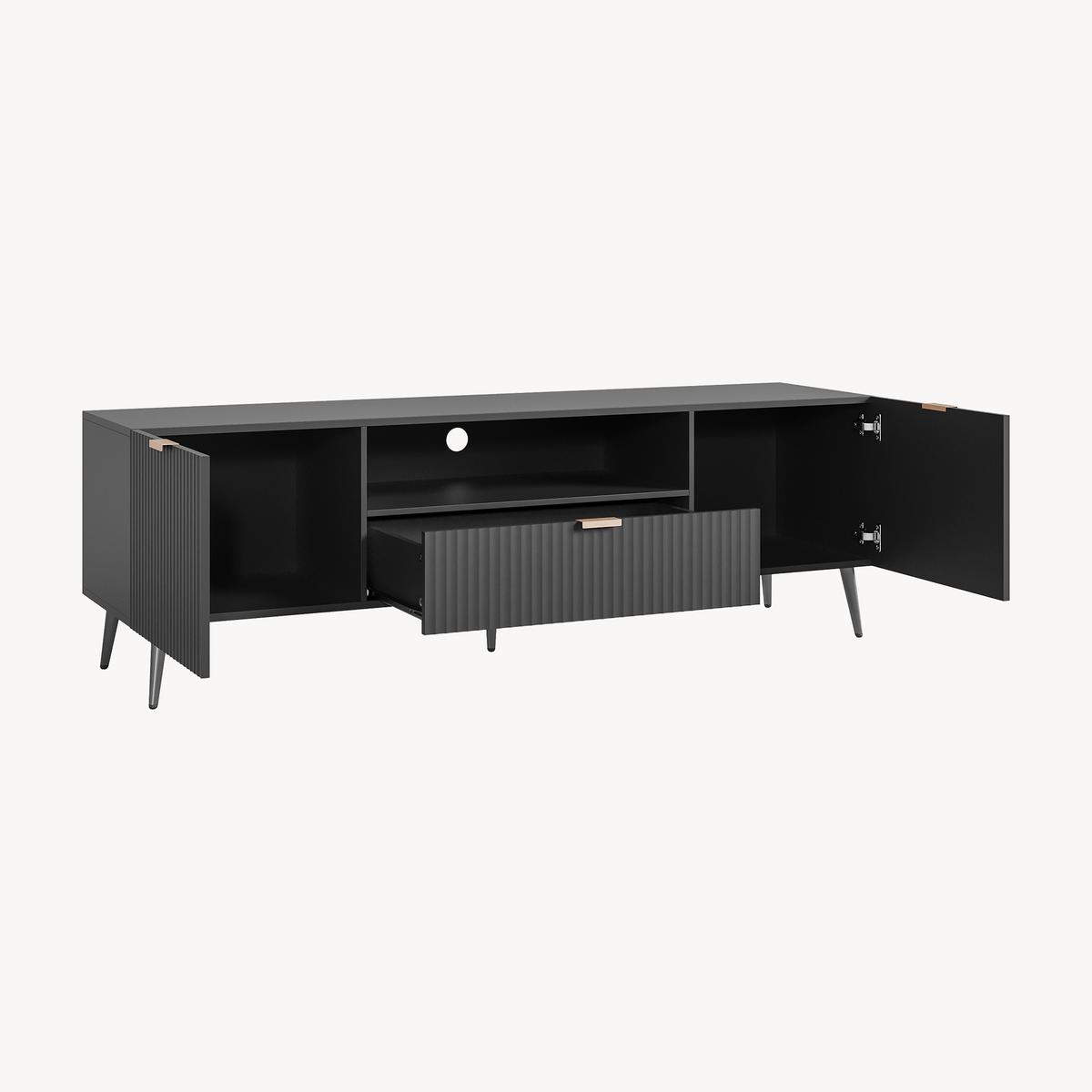 FERNSEHSCHRANK Nand - Schwarz, Holzwerkstoff/Metall (40/51/160cm) - [en.casa]