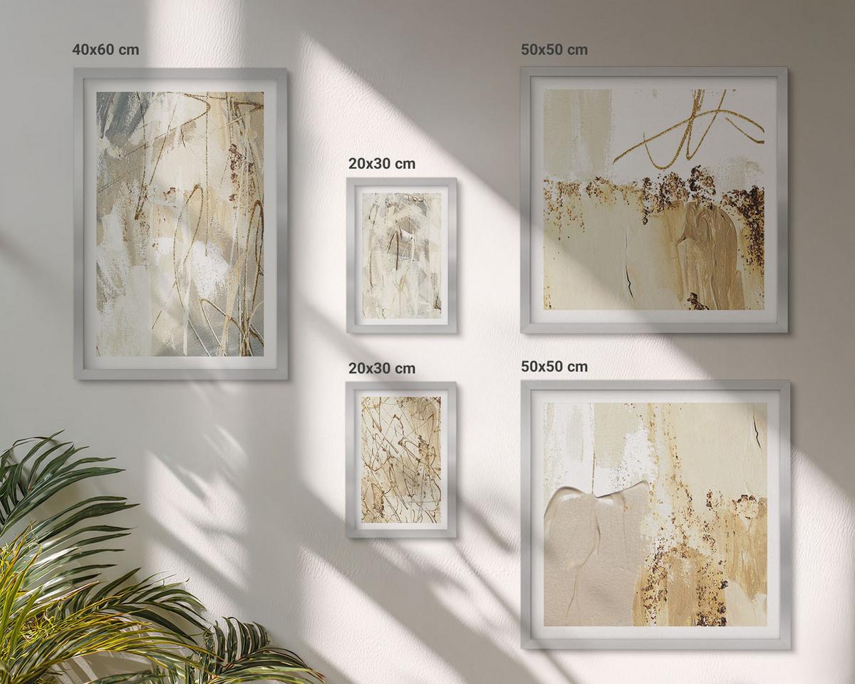 BILDER SET 5er Set - 50x50 cm & 20x30 cm & 40x60 cm Silberner Rahmen - Haus am Wasser, Toastsegelboot - Silberfarben, Kunststoff (40/60cm) - TULUP