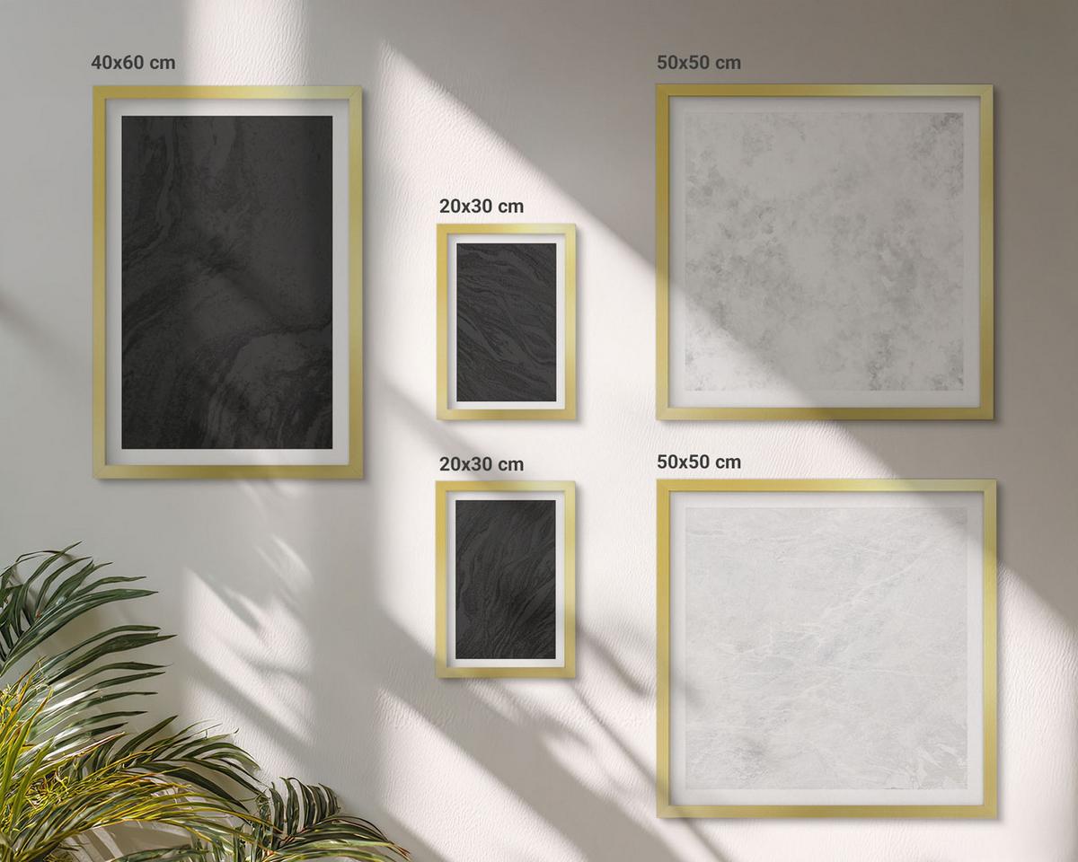 BILDER SET 5er Set - 50x50 cm & 20x30 cm & 40x60 cm Goldrahmen - Dunkles Licht, glamouröse Marmor - Goldfarben, Kunststoff (40/60cm) - TULUP