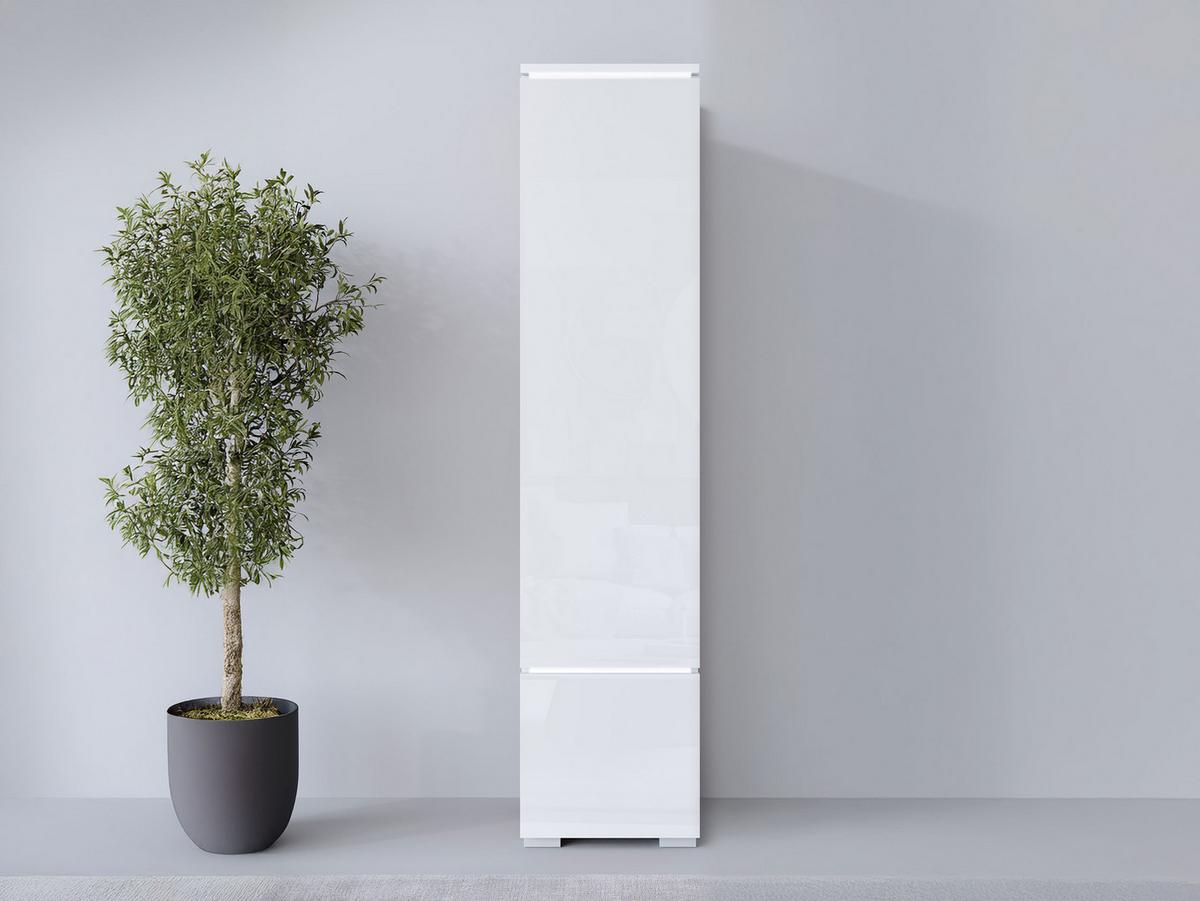 HÄNGEVITRINE Vera 001 mit LED Beleuchtung - Weiß Hochglanz/Alufarben, Holzwerkstoff/Kunststoff (30/130/33cm) - MIRJAN24