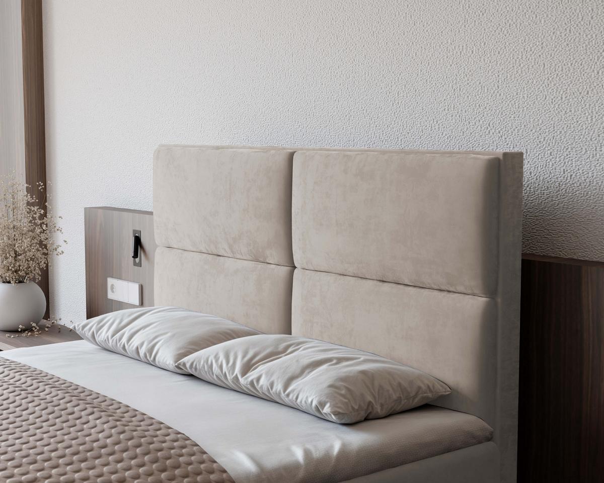 BOXBETT 120x200 cm mit Topper - Beige, Holzwerkstoff/Textil (120/200cm) - Idohome