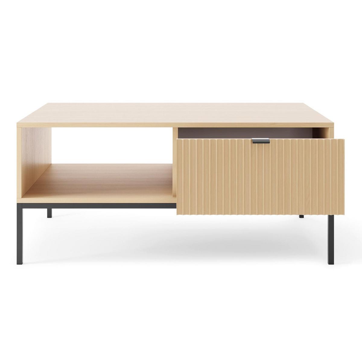 COUCHTISCH Vellore Holzoptik Eiche Schwarzgestell 104 x 68 cm - Beige/Schwarz, Holzwerkstoff/Metall (68/104/46cm) - Selsey