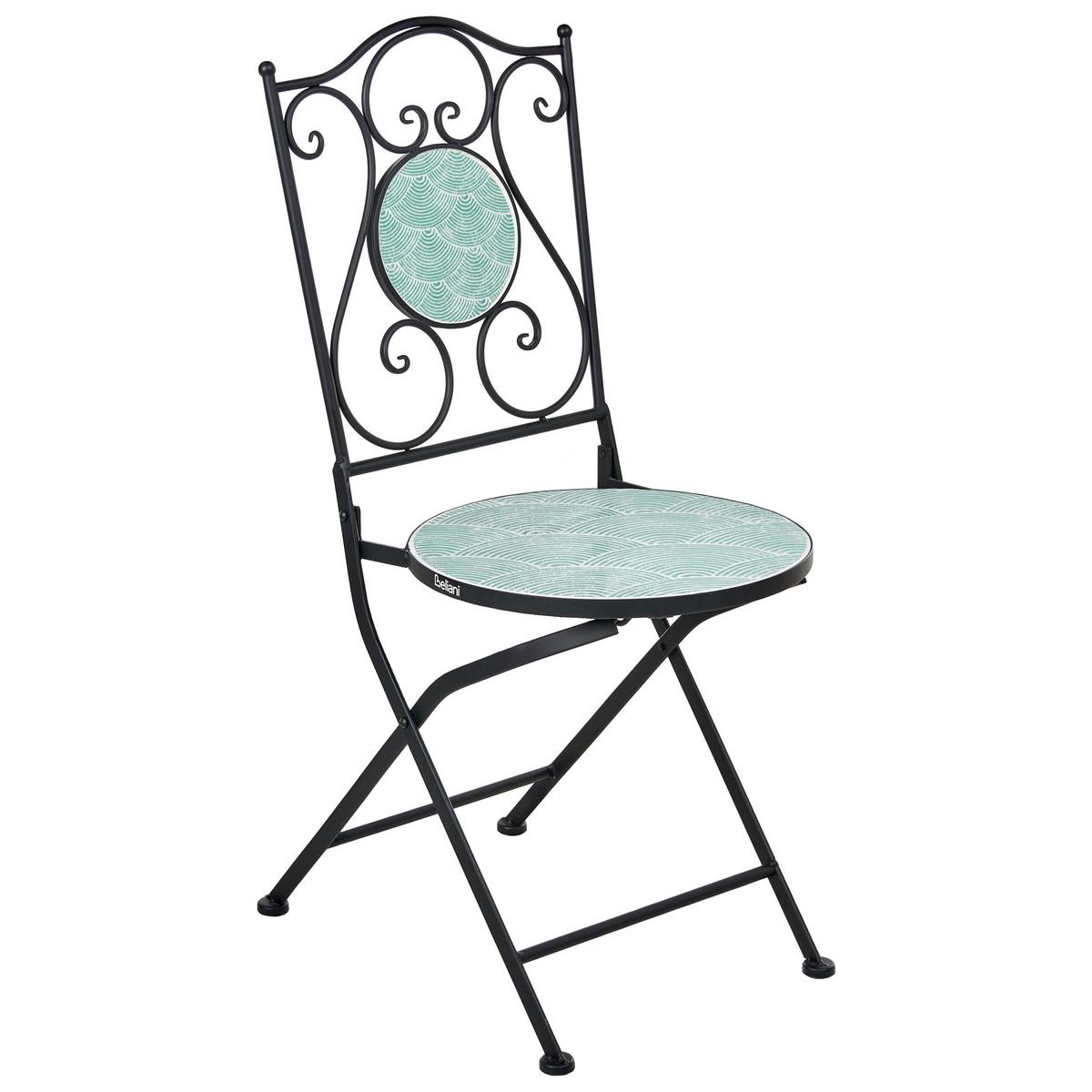 GARTENSTUHL 2er-Set Blaugrün Anapo - Schwarz/Grün, Metall (39/87/47cm) - Beliani