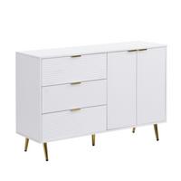 SIDEBOARD weiß & wellen-design mit 3 schubladen & 2 türen - Weiß, Holzwerkstoff (120/80.5/38cm) - Urban Meuble