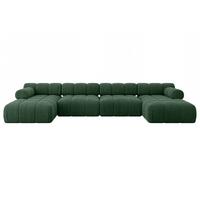 WOHNLANDSCHAFT modulares Sofa Tesso-U2 - 380x160x70 cm Grün Cord - Grün, Holzwerkstoff/Textil (380/70/160cm) - ALTDECOR