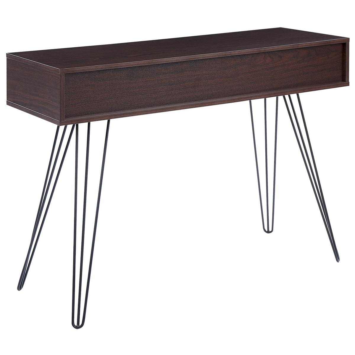 KONSOLENTISCH dunkler Holzfarbton/schwarz 3 Schubladen Malsala - Dunkelbraun/Schwarz, Holzwerkstoff (39/110/79cm) - Beliani