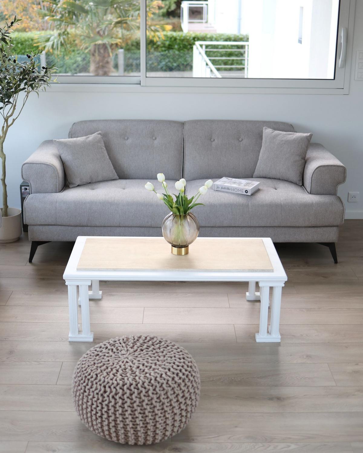 3-SITZER-SOFA Stoff Taupe Skive - Taupe, Textil (214/88/85cm) - Beliani