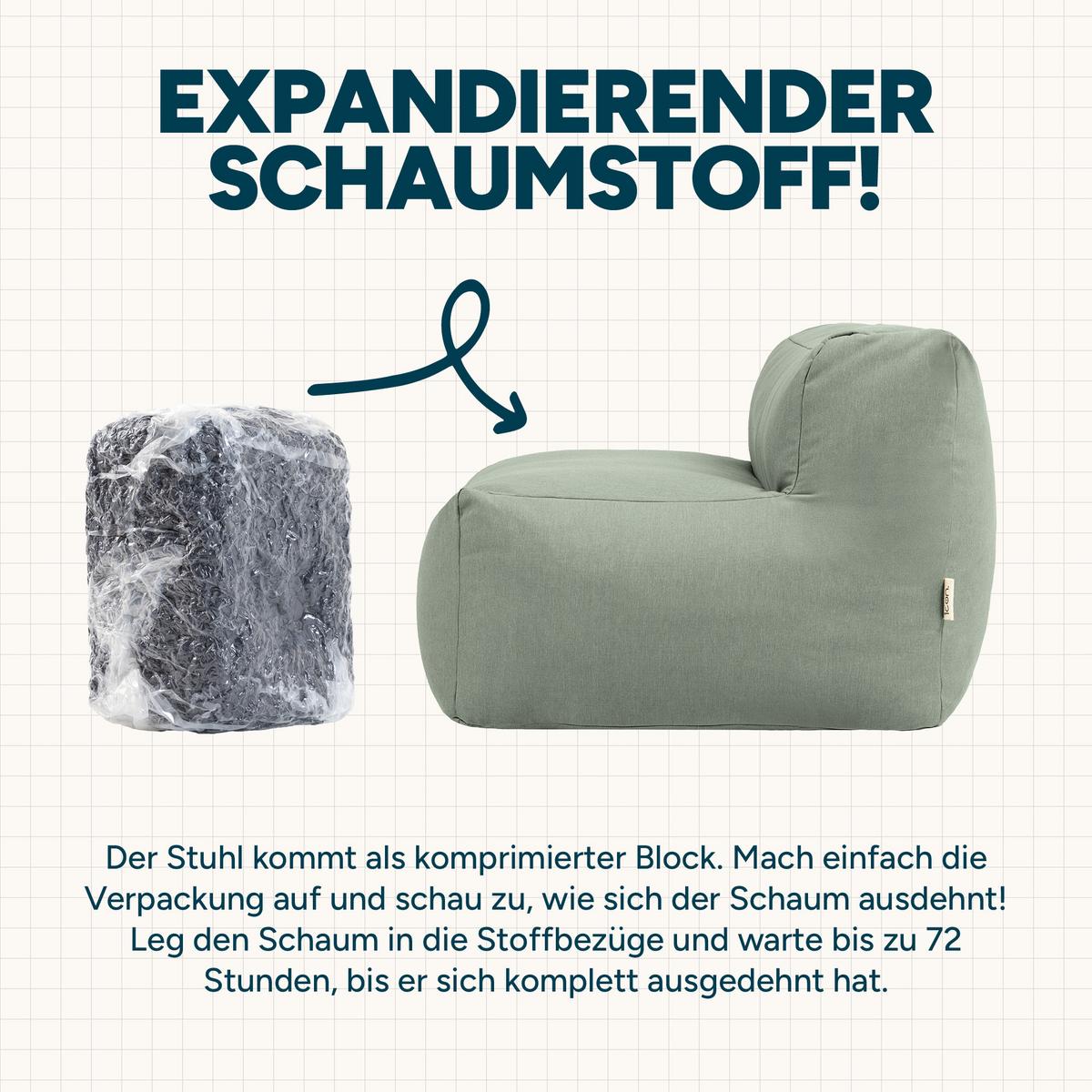 SITZSACK-SOFA Outdoor 2-tlg.: Sessel, Fußstütze - Grün, Textil (190/68/100cm) - icon