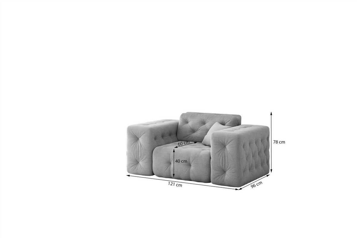 SOFASET Chantal In Moly - Creme, Holzwerkstoff/Textil (251/78/96cm) - Fun Möbel