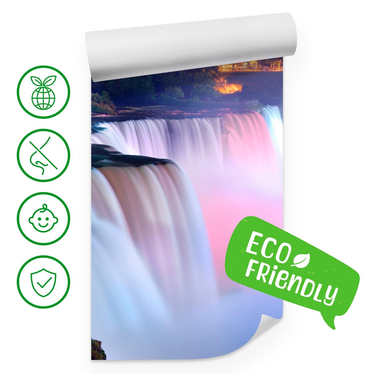 FOTOTAPETE für Wohnzimmer Nebliger Niagara Falls Bäume Natur 300x210 - Violett/Rosa, Papier (300/210cm) - Muralo