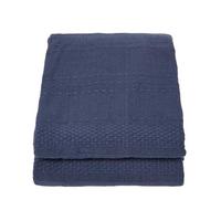 ÜBERWURF Kashi 225/255 cm, Baumwolle mit Fransen - Dunkelblau, Textil (225/255cm) - Homescapes