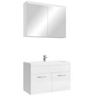 BADMÖBEL-SET Paso 3 Teile Weiß Hochglanz - 80 x 35 x 55 cm - Weiß, Holz (80/55/40cm) - Badplaats