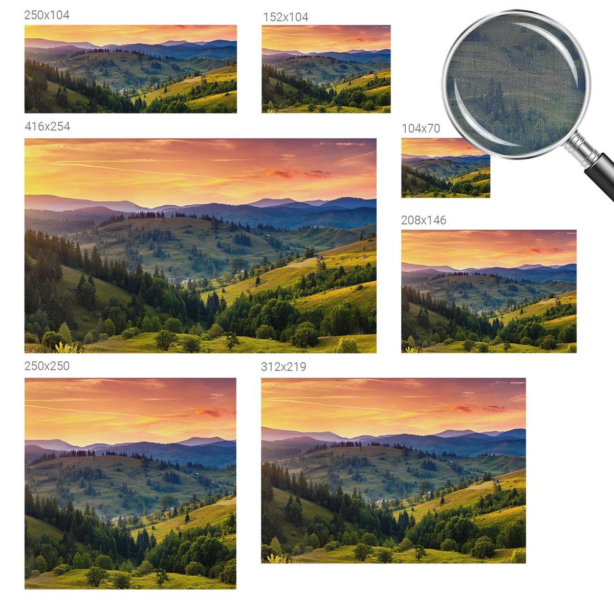 FOTOTAPETE 416x254 cm - Berglandschaft - Gelb, Textil (416/254cm) - Wallfluent