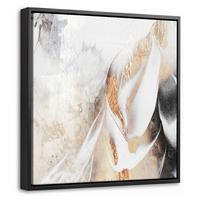 LEINWAND Bilder mit Rahmen - Luxus - Abstrakt - Gold - Weiß - 20x20 - Goldfarben, Textil (20/20cm) - MuchoWow