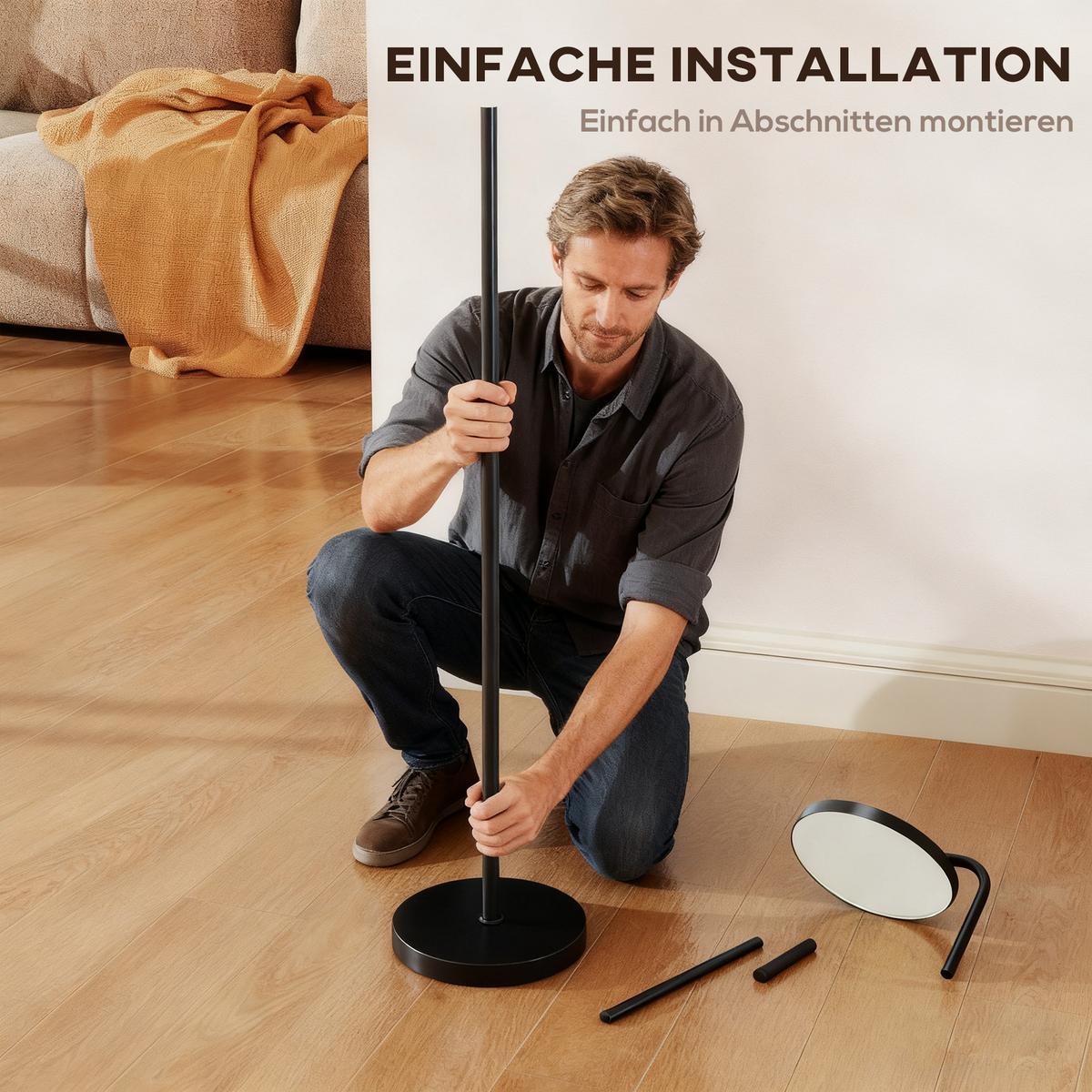 STEHLAMPE LED Dimmbar mit magnetischer Fernbedienung - Schwarz, Metall (41/25/177cm) - HOMCOM