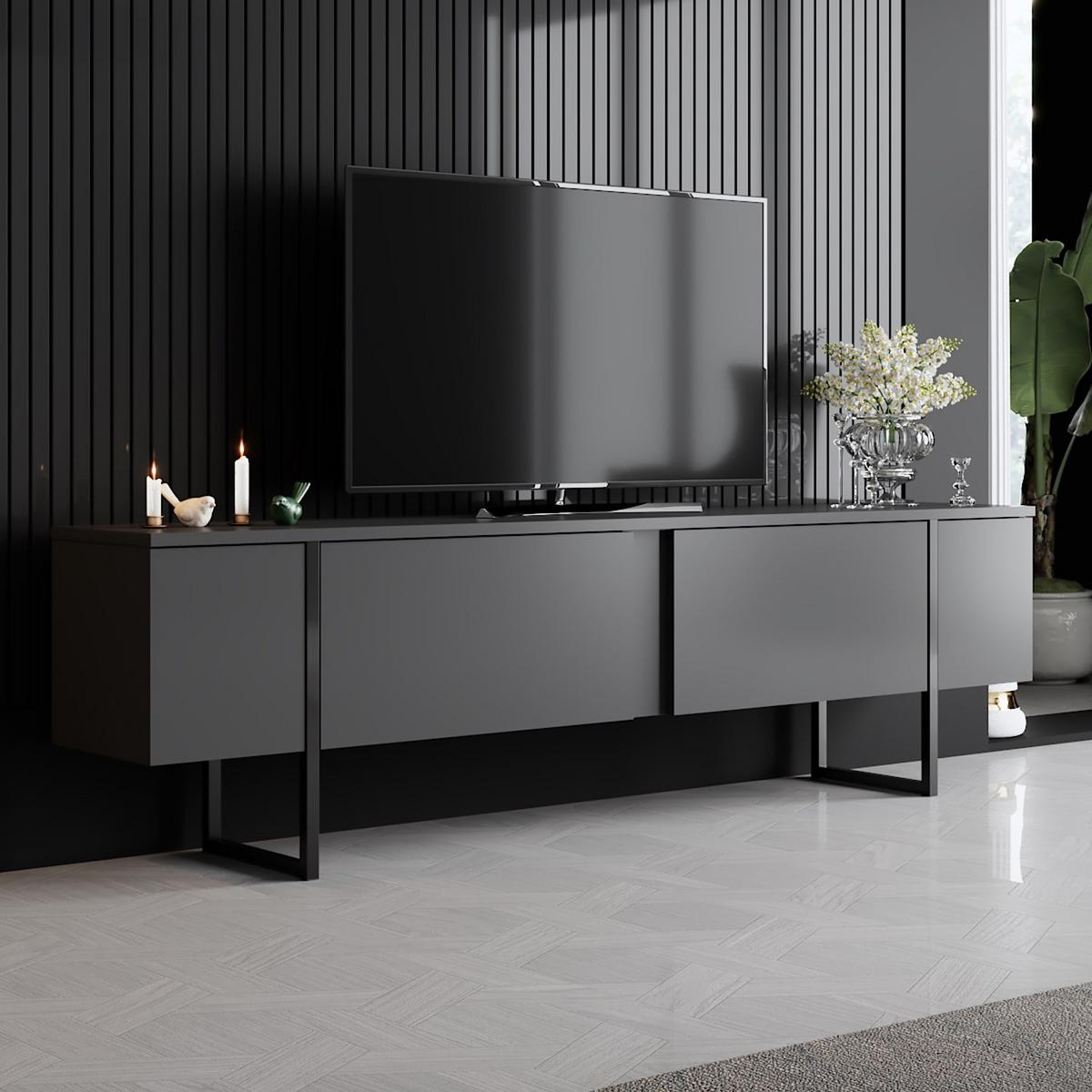 TV-MÖBEL mit 2 Klapptüren Luxe 180/30/50 cm - Anthrazit, Holzwerkstoff (180/50/30cm) - Calicosy