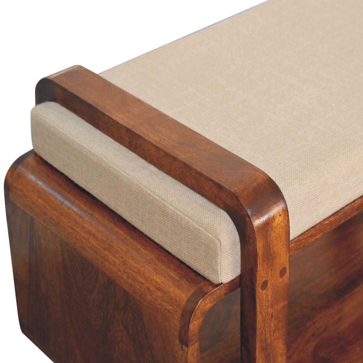SITZBANK mit warmem Kastanien-Finish und offenem Stauraum - Braun, Holz (80/42/40cm) - Artisan Furniture