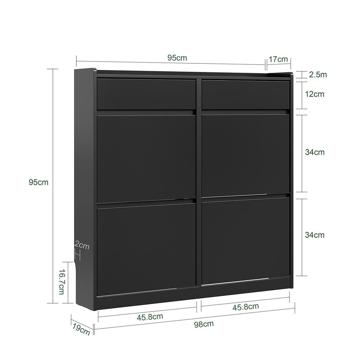 SCHUHSCHRANK mit klappbaren Fächern und Schubladen FSR169 - Ahornfarben, Fell (98/95/19cm) - SoBuy