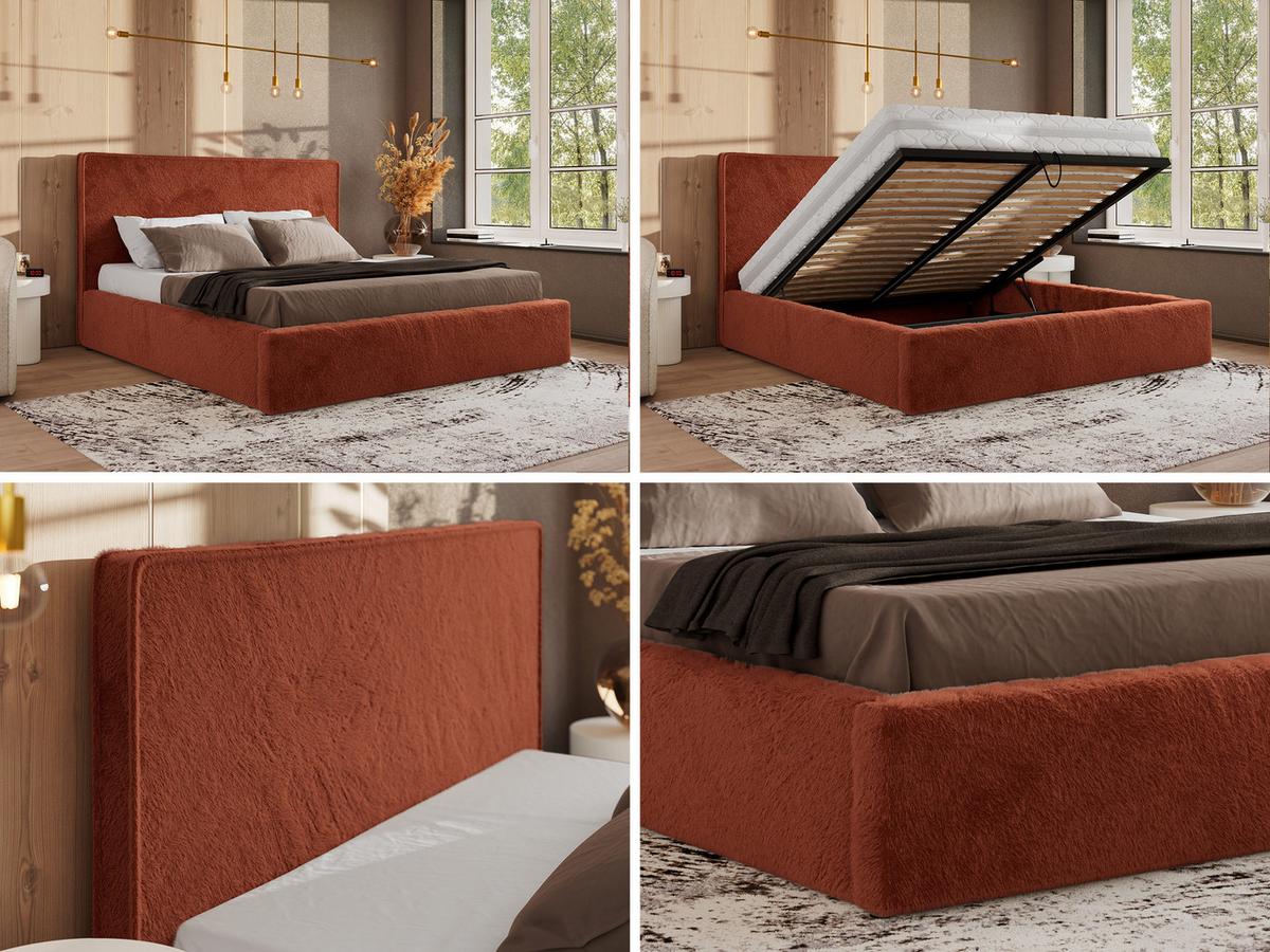 POLSTERBETT CORIVO CLASSIC 160/200 - Orange Plüsch - Multipocket-Matratze - Orange, Textil (160/200cm) - MKS
