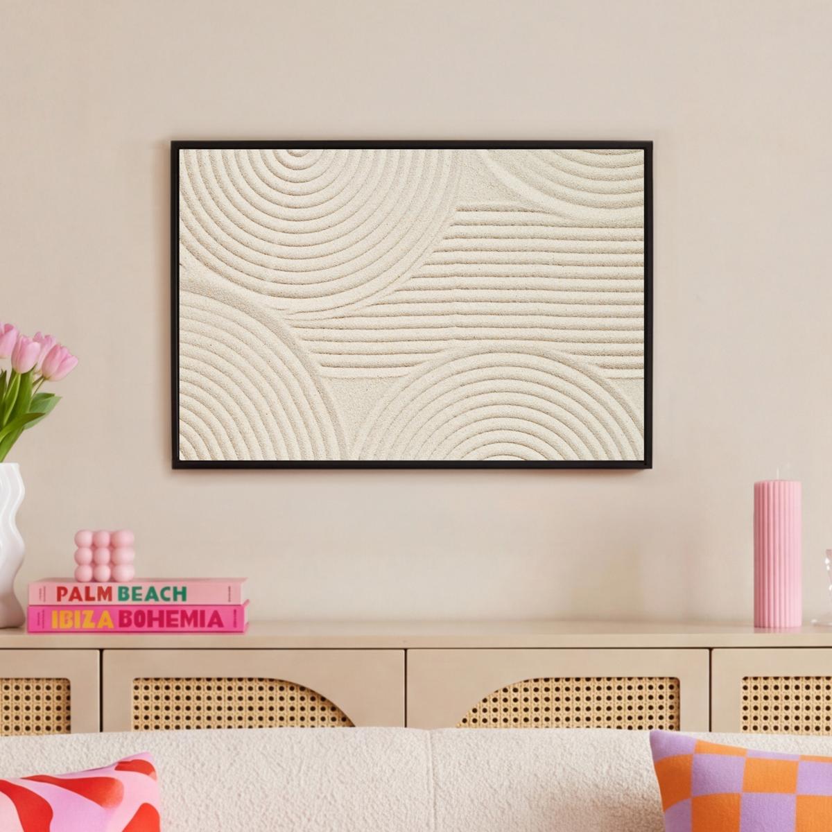LEINWAND Bilder mit Rahmen - Muster - Abstrakt - Weiß - 60x40 - Beige, Textil (60/40cm) - MuchoWow