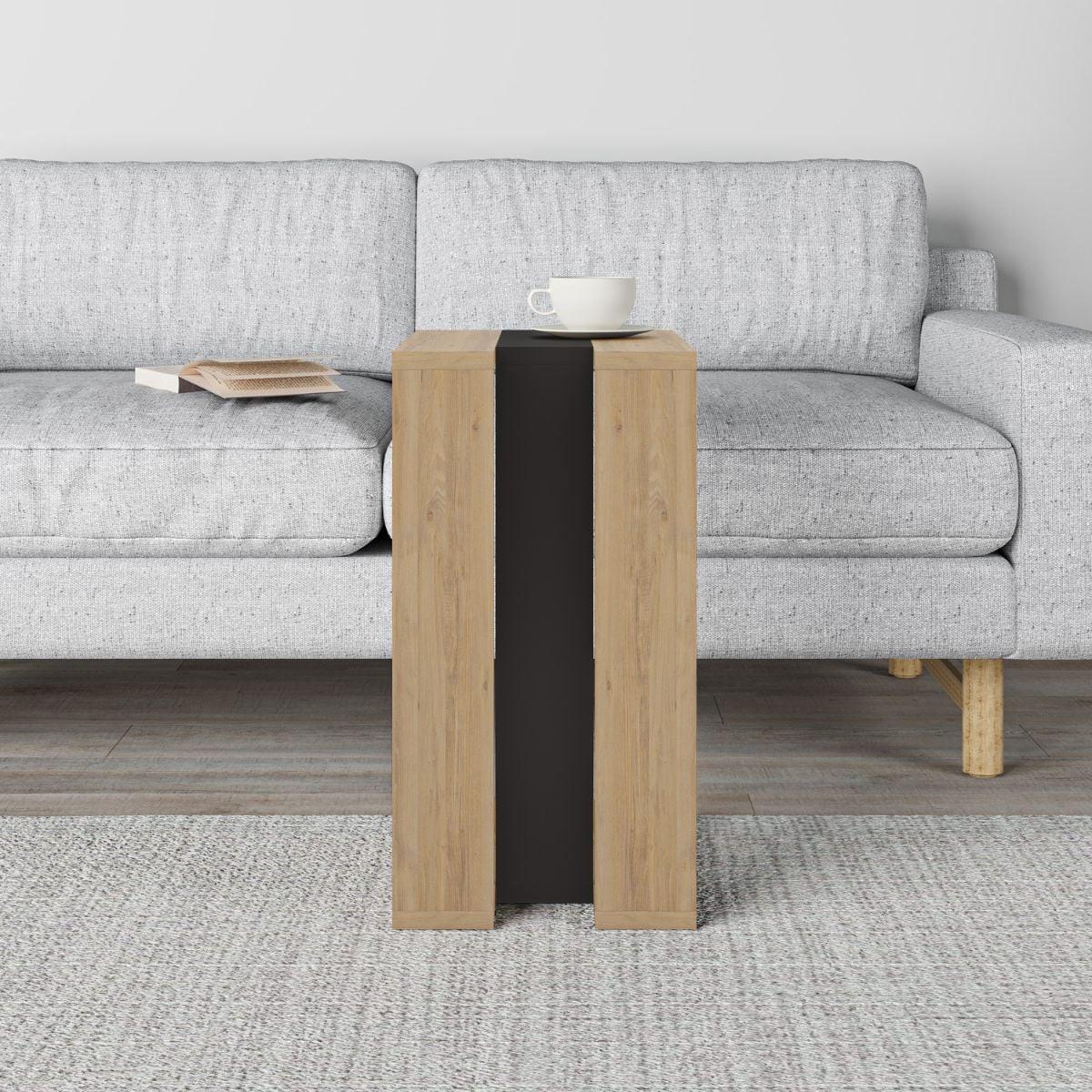 BEISTELLTISCH H57 cm - Macha - Eiche Bianco, Holzwerkstoff (35.5/40/57cm) - Calicosy