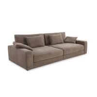 BIG-SOFA mit Federkern B290/T135/H90 cm extratief, Liegefläche 122x240 cm, Cord Braun Taupe / 15252 - Schwarz/Braun, Kunststoff/Textil (290/90/135cm) - luma-home