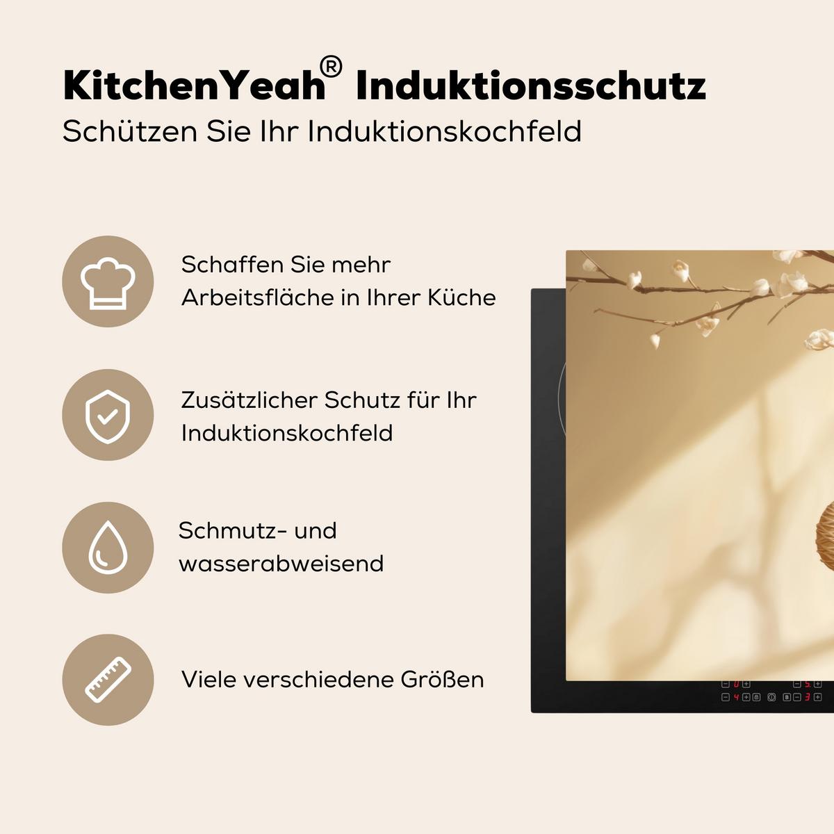 HERDABDECKPLATTE Beige - Osterkuchen - Eier Induktionsschutz 91.2x52 cm - Beige, Kunststoff (91.2/52/0.2cm) - MuchoWow