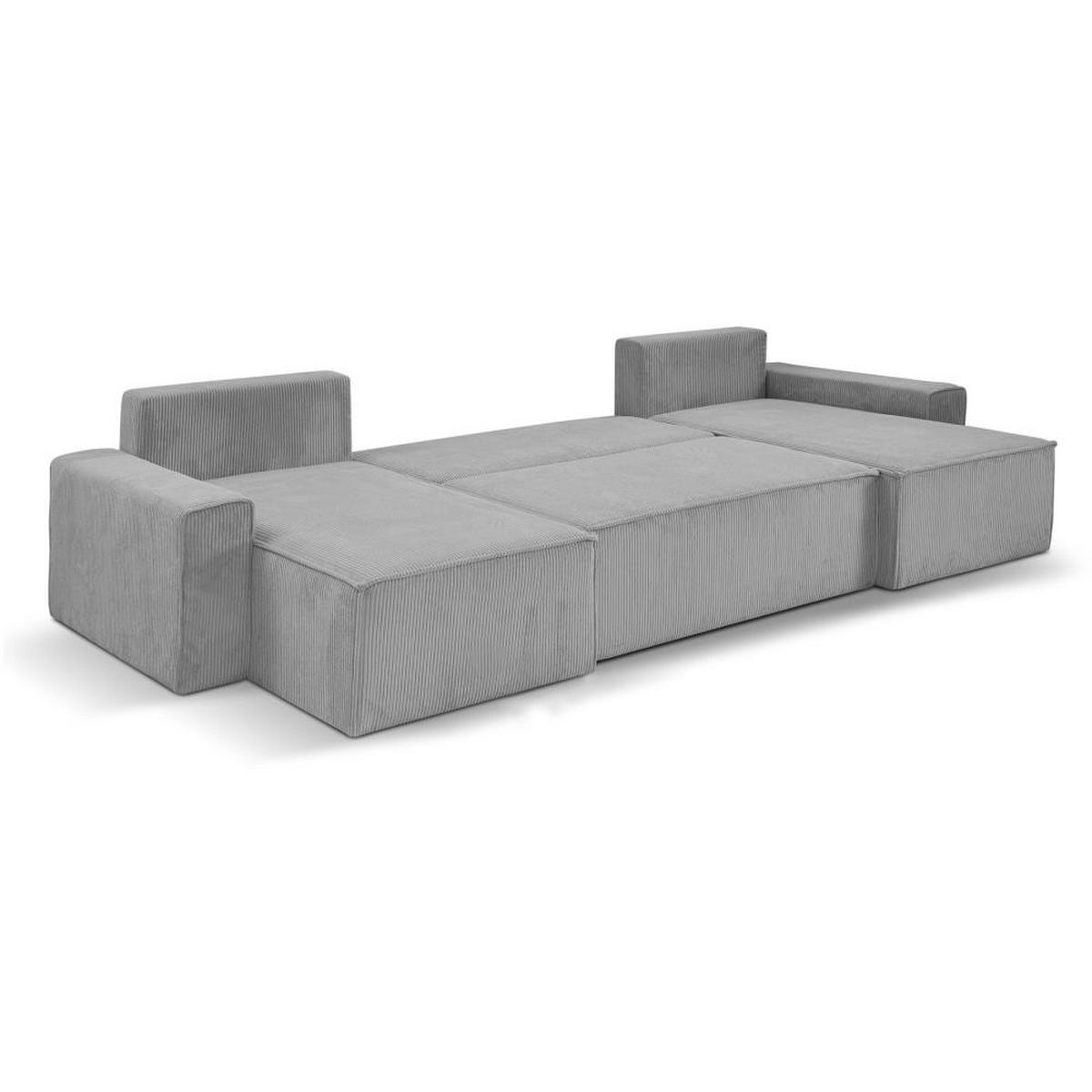 WOHNLANDSCHAFT Hektor U mit Schlaffunktion hellgrau - Hellgrau/Schwarz, Kunststoff/Textil (377/94/152cm) - Beautysofa
