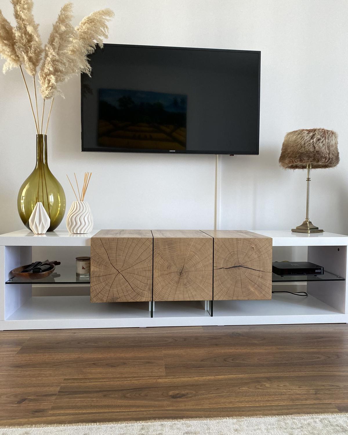 TV-MÖBEL Weiß, Hellbraun FULERTON 42/160/40 cm - Weiß, Holzwerkstoff (160/40/42cm) - Beliani