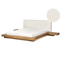 BETT mit LED 160/200 cm MDF-Platte Hellbraun Zen - Hellbraun, Holz (160/200cm) - Beliani