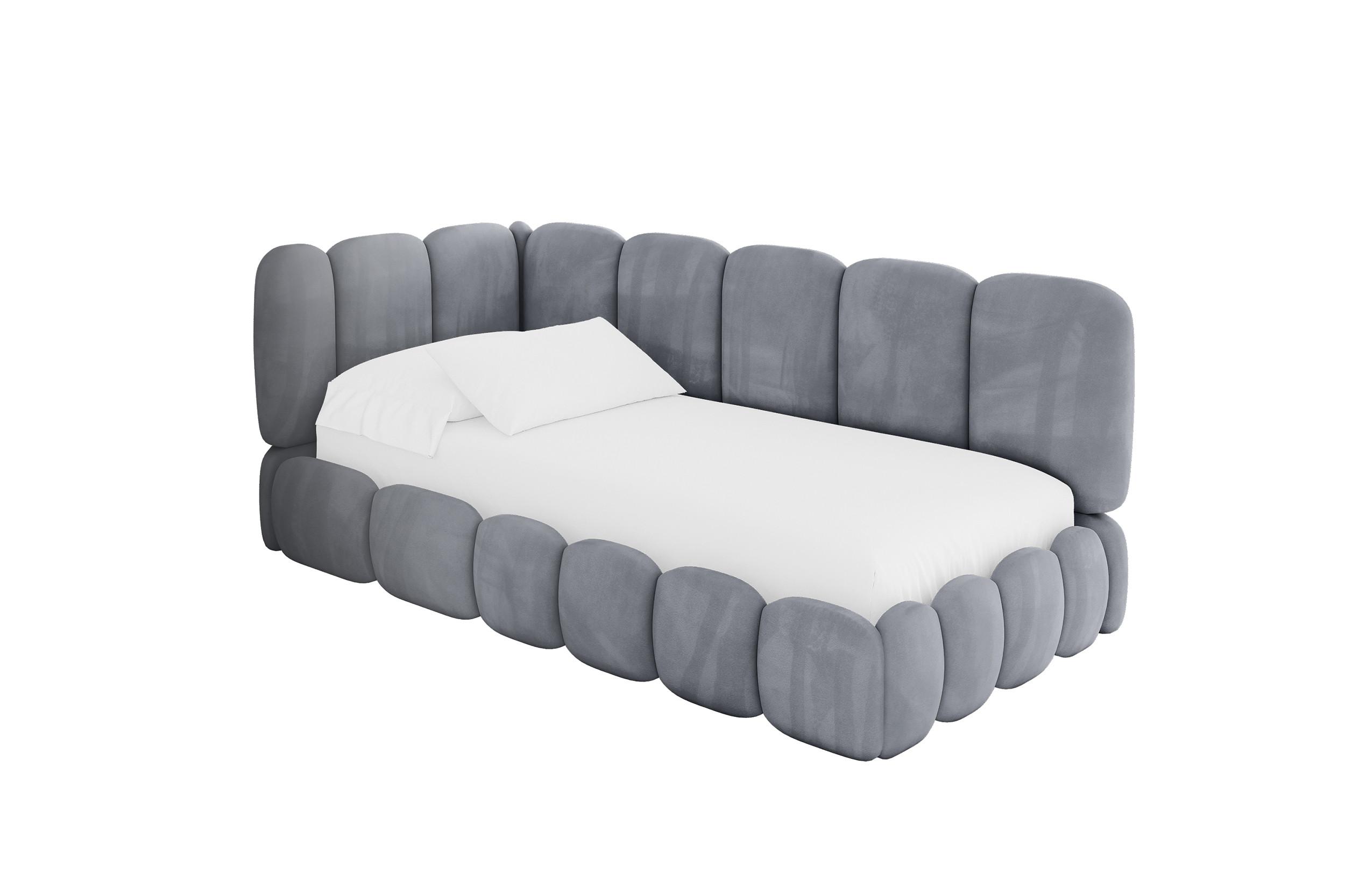 EINZELLBETT Jugendbett mit Bettkasten, Rechts - AVRY 100x200 Grau - Blaugrau, Holzwerkstoff/Textil (100/200cm) - ALTDECOR