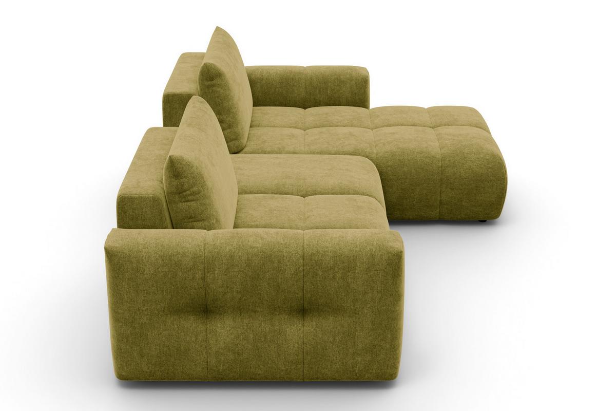 ECKSOFA VERONA 4-Sitzer RECHTS, Khaki - Schwarz/Grün, Holz/Textil (282/173cm) - Courtois Laville
