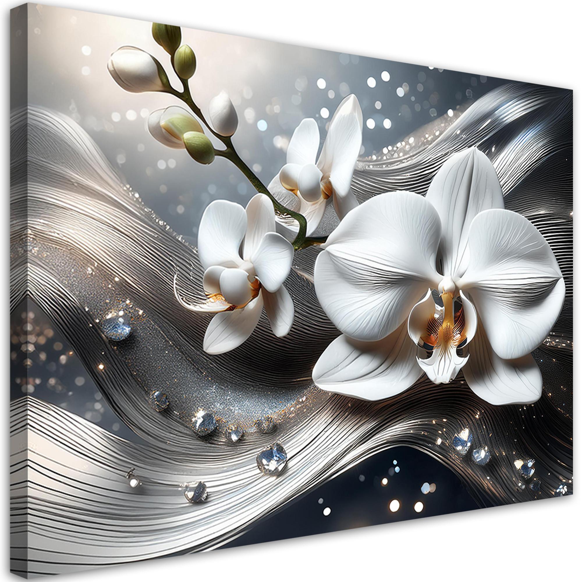 WANDBILD orchidee 3d abstraktion - Silberfarben, Textil (60/40cm) - Feeby