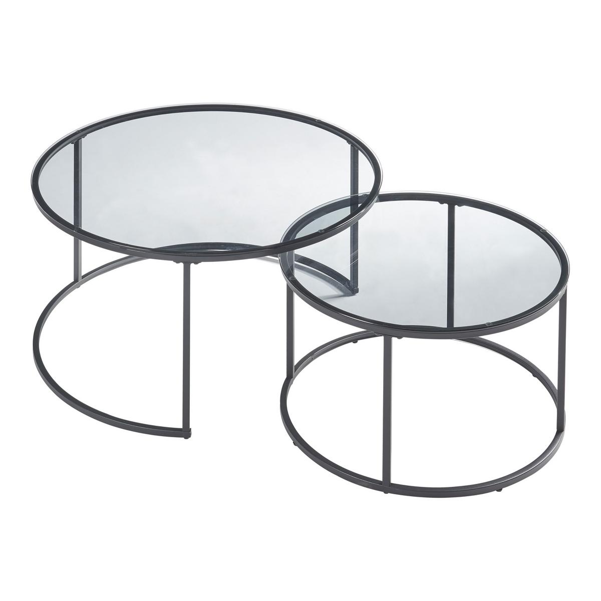 COUCHTISCH-SET 2 TLG. Kokkola - Schwarz, Metall (80/80/45cm) - [en.casa]