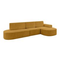 ECKSOFA mit Schlaffunktion Ottomane RECHTS MARI L2-S 368X167X85 Senfgelb Cord - Goldfarben/Schwarz, Holzwerkstoff/Kunststoff (167/368cm) - ALTDECOR