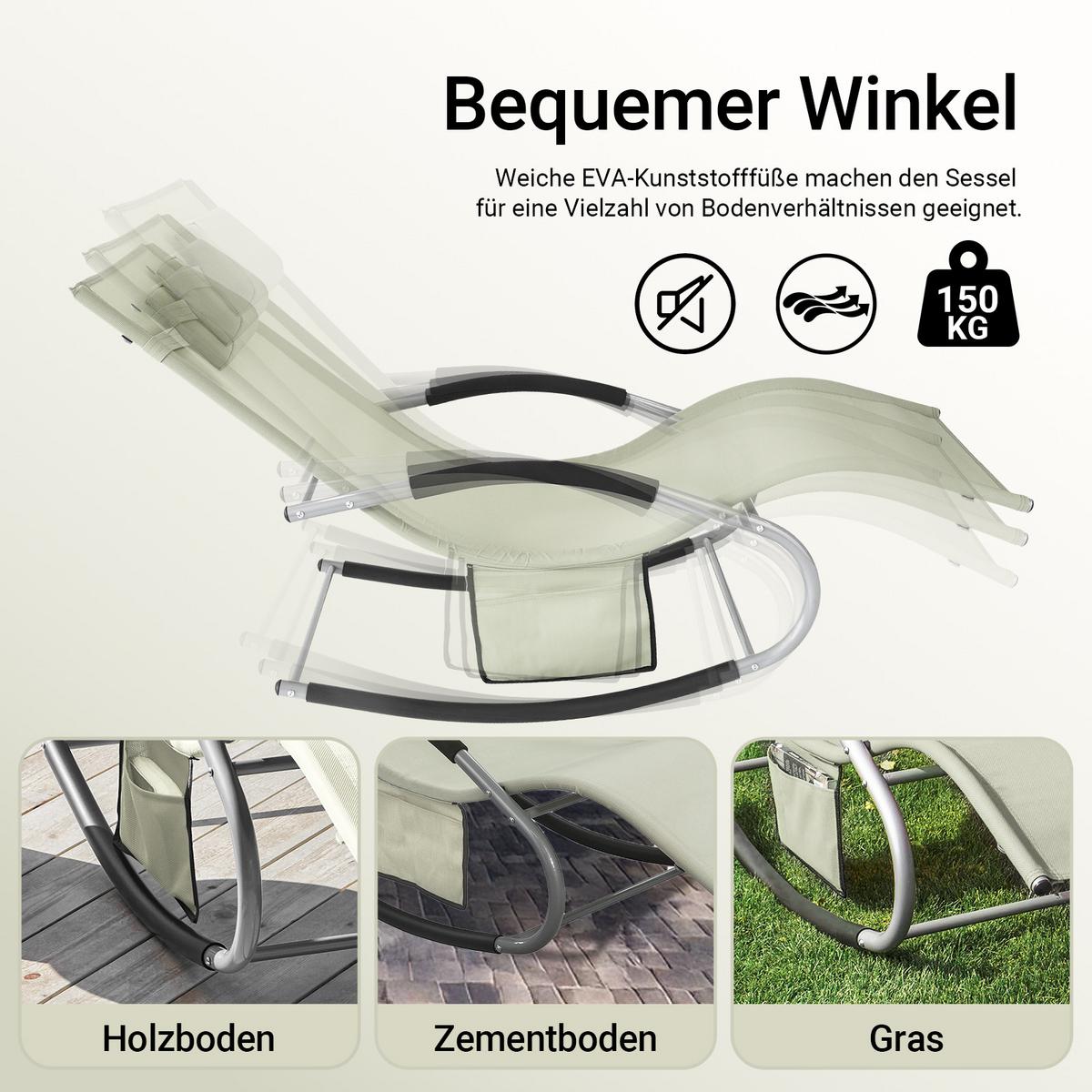 SONNENLIEGE 2 Personen, Gartenliege bis 150kg, Beige - Beige, Metall (63/87/150cm) - SoBuy