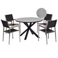 GARTENMÖBEL-SET 4-Sitzer Grau Maletto/Grosseto - Silberfarben/Schwarz, Metall - Beliani