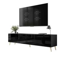 TV-ELEMENT AURA 200 Schwarz Hochglanz – Beinfarbe: Gold - Schwarz, Holzwerkstoff (200/49/40cm) - Lookway