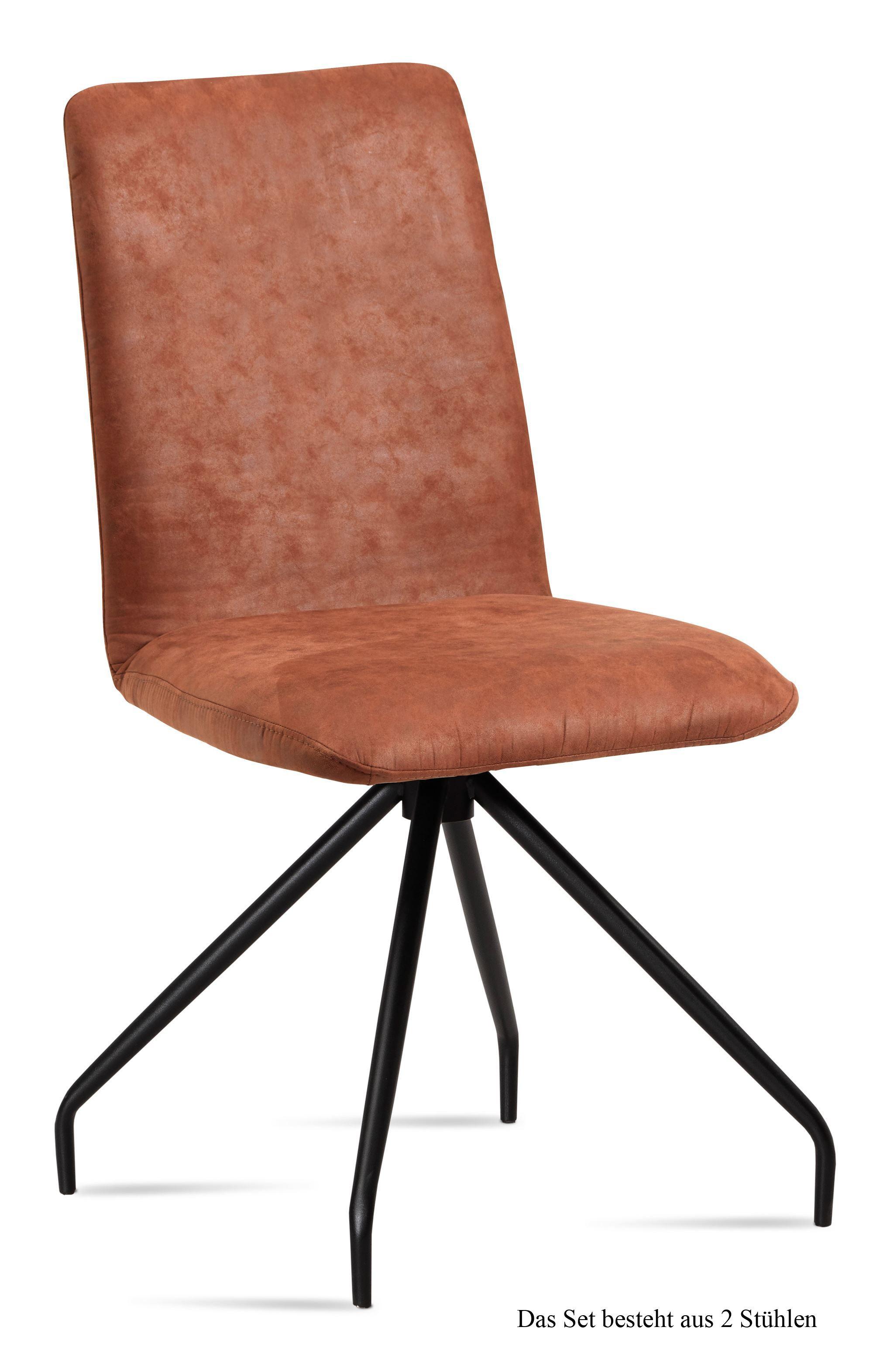 ESSZIMMERSTUHL (2er-Set) Desiri 47x92x60 Schwarz/Cognac - Cognac/Schwarz, Kunststoff (60/92/47cm) - 58aufmkessel