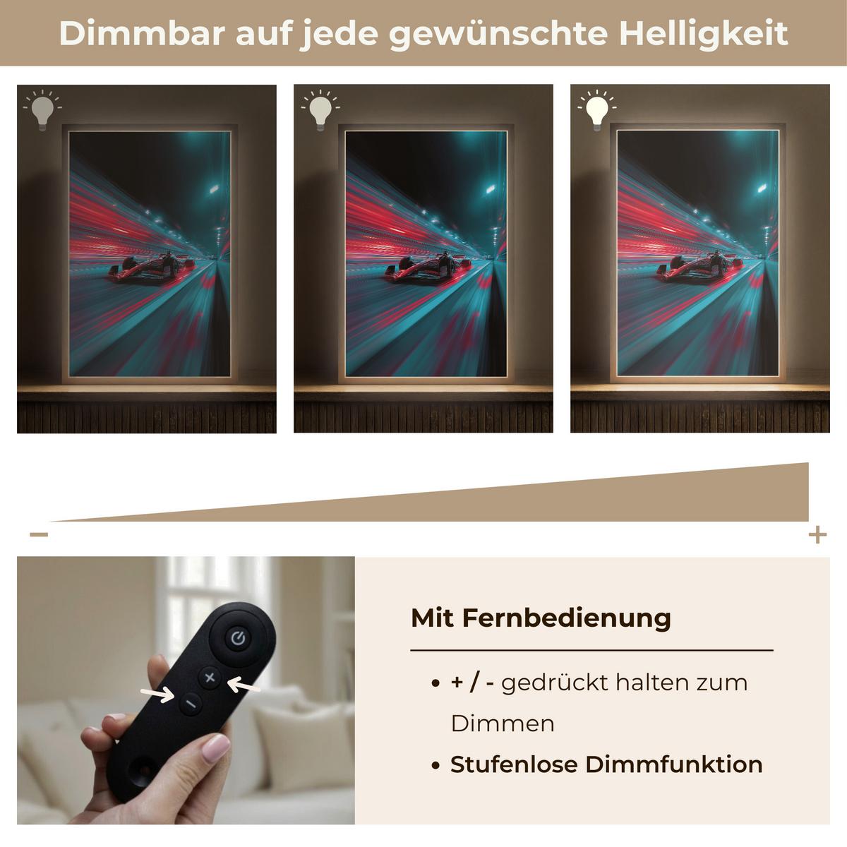 WANDLEUCHTE MIT AKKU Rennwagen - Rot - Geschwindigkeit 40x60 cm - Türkis, Holzwerkstoff (40/60/8cm) - OnlyWow
