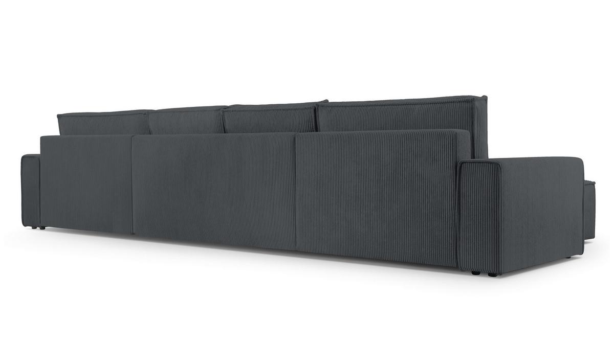 WOHNLANDSCHAFT Cedria Grau 389/145/85 cm mit Schlaffunktion - Schwarz/Grau, Kunststoff/Textil (389/85/145cm) - AX Living