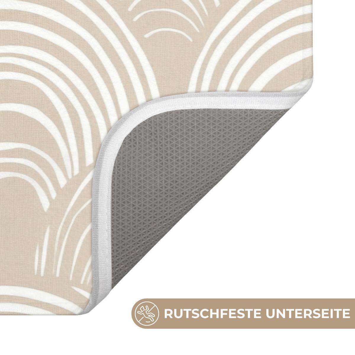 BADEMATTE Wellen - Textur - Beige 120x60 cm - Kaschmir, Textil (120/60cm) - OnlyWow