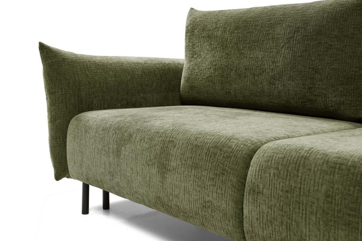BETTSOFA UNO Grün Chenille-Stoff mit Schlaffunktion - Grün, Holz (240/90/108cm) - MASSENO