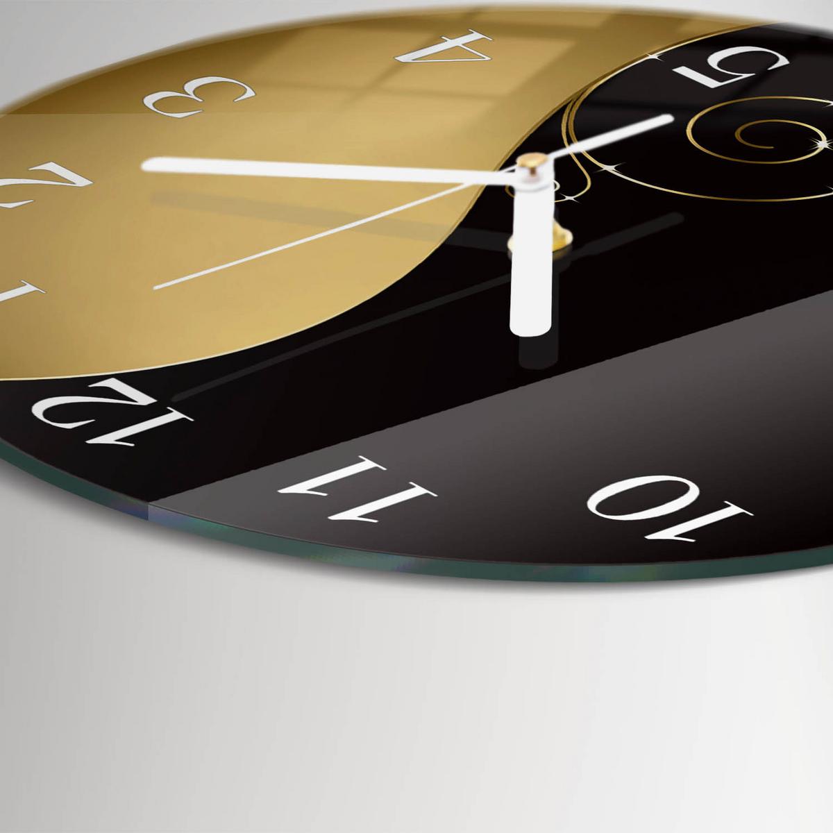 WANDUHR aus Glas Ø30 cm - Abstrakte Kunst - Braun, Glas (30/30/0.4cm) - TULUP