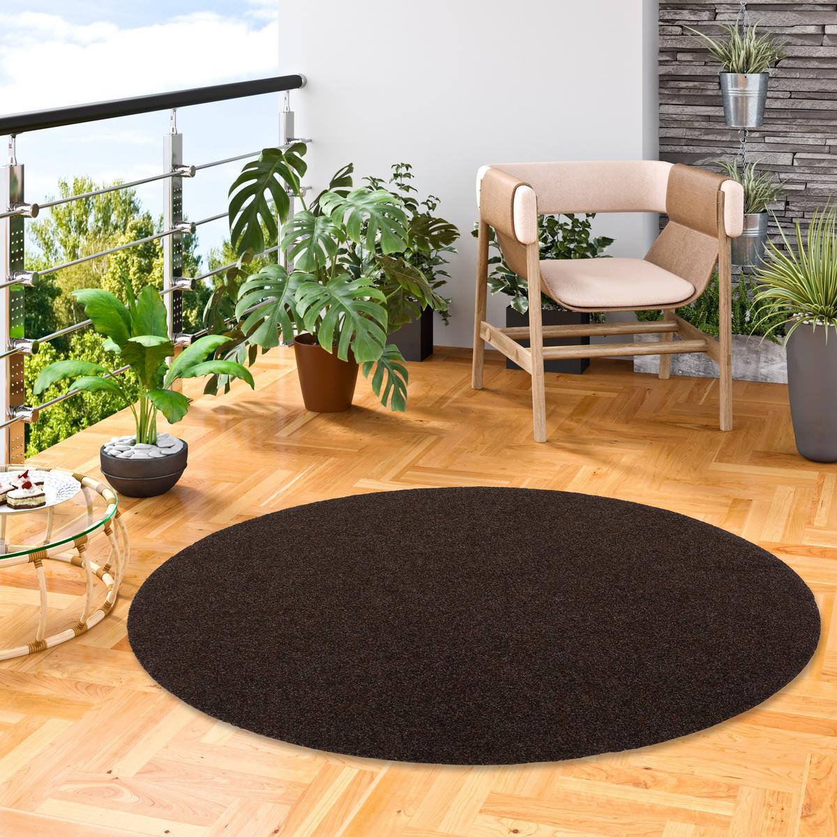KUNSTRASEN RASENTEPPICH MIT NOPPEN KINGSTON RUND - Braun, Textil (100/100cm) - Snapstyle