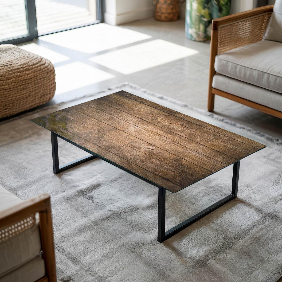 TISCHPLATTE 120x80 cm Der Aufbau von Holzbrettern - Dunkelbraun, Glas (0.4/120/80cm) - TULUP